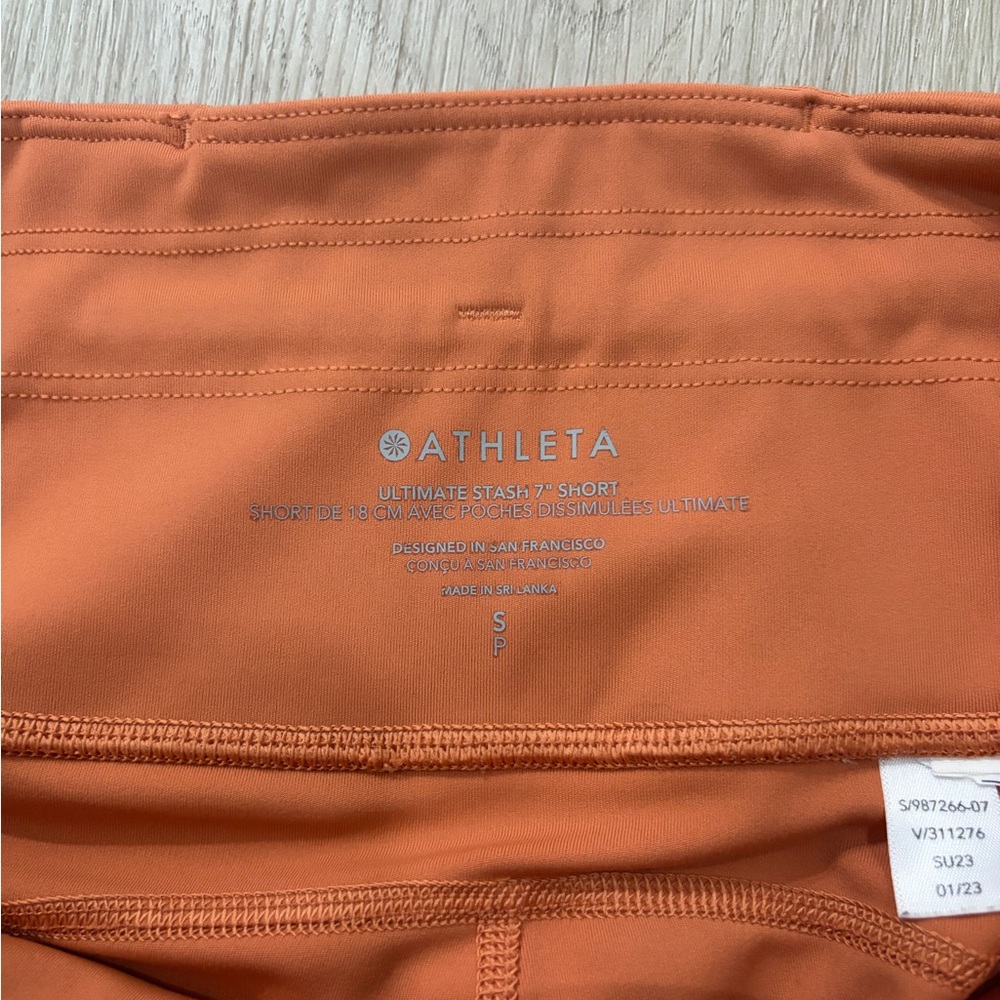Athleta Women's Orange Bike Shorts - Picture 4 of 5